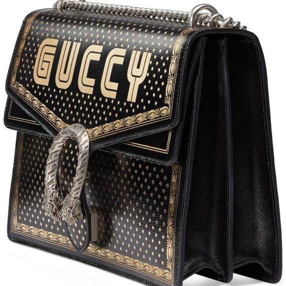 Gucci Dionysus Sega Moon Stars Shoulder Bag in Black with hand painted gold leaf - Picture 2 of 16